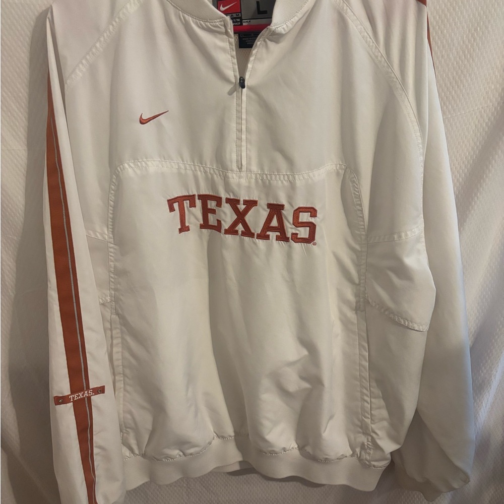 Adult Large Nike White and Burnt Orange Texas Longhorns UT Pullover Jacket